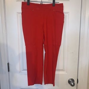 Red ankle length business casual pants